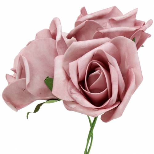 Rose en mousse Ø10cm vieux rose 8 pcs