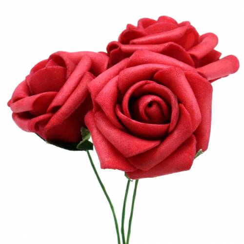 Floristik24 Rose en mousse Ø3,5cm rouge 48 pcs