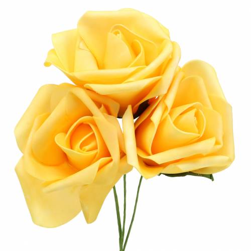 Floristik24 Rose en mousse Ø10cm jaune 8pcs