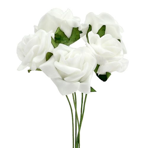 Rose en mousse Ø 3,5cm blanche 48 pcs