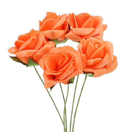 Rose en mousse Ø 3,5cm orange 48 pièces