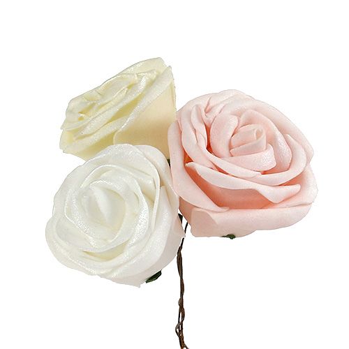 Floristik24 Mousse rose Ø7.5cm blanche, crème, rose avec nacre assortie 12pcs