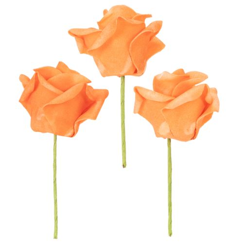 Rose orange artificielle, fleur de 5 cm, à l'unité, lot de 100 | Floristik24.be