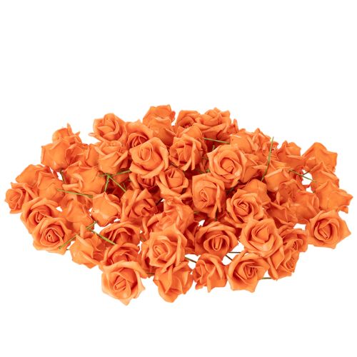 Rose orange artificielle, fleur de 5 cm, à l'unité, lot de 100 | Floristik24.be