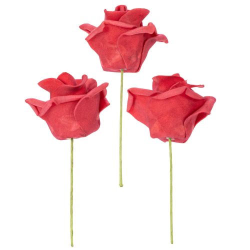 Roses rouges artificielles avec tige, 5 cm, lot de 100 | Floristik24.be