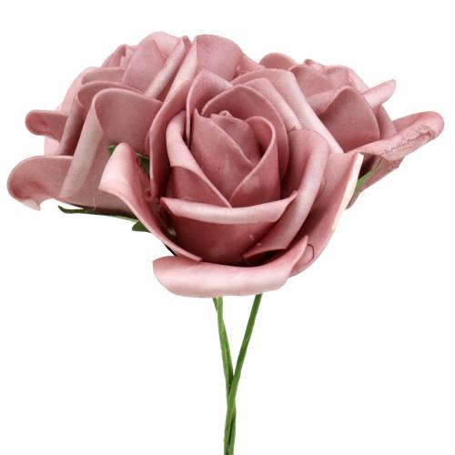 Rose en mousse Ø7,5cm vieux rose 18 pcs