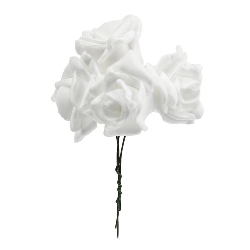 Floristik24 Roses en mousse blanches Ø3,5cm 20 pcs