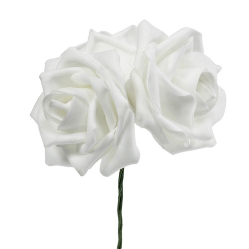 Floristik24 Roses en mousse blanches Ø5cm 12pcs