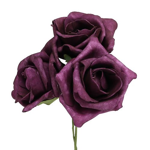 Article Roses en mousse Ø7,5cm Mauve 18 pcs