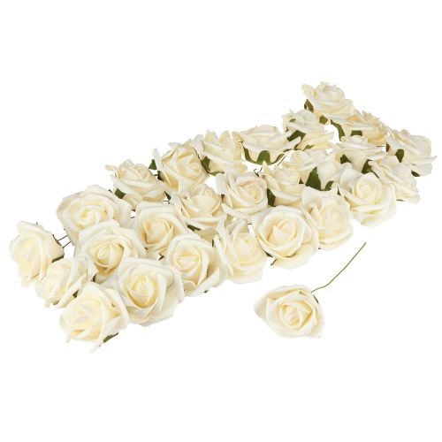 Article Roses en mousse Vanille Roses artificielles Ø6cm 27 pcs