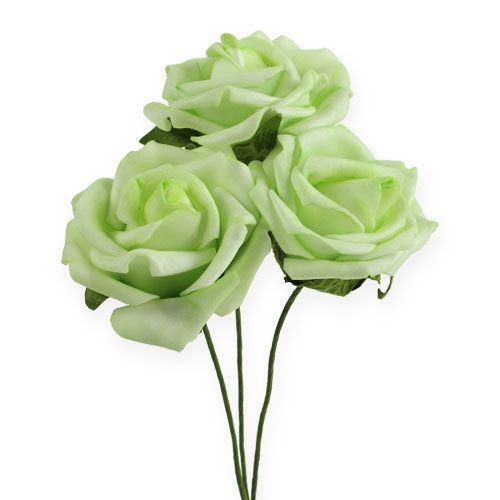 Floristik24 Rose en mousse Ø 6cm vert 27p