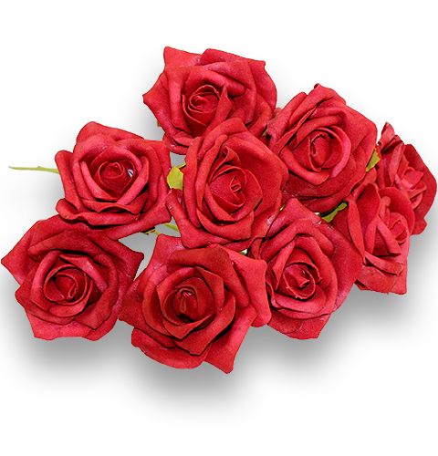 Floristik24 Rose en mousse Ø6cm rouge 24pcs