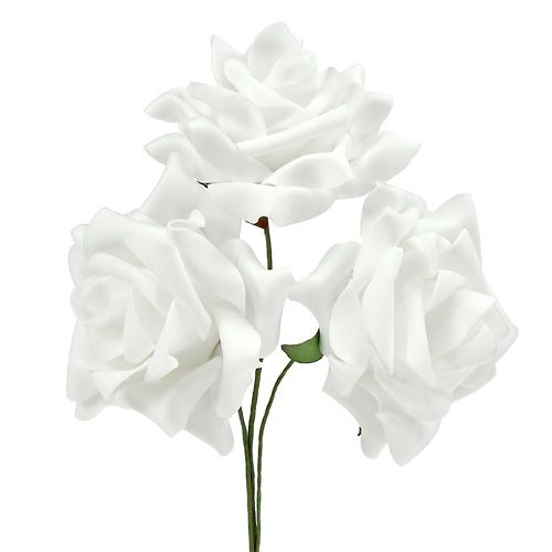 Floristik24 Roses en mousse blanches Ø10cm 8pcs