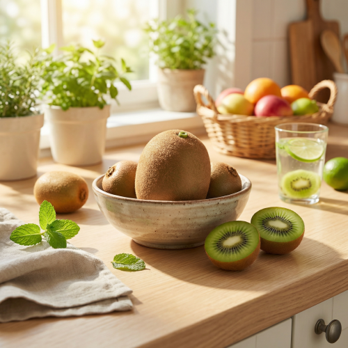 Article Kiwi fruit décoratif réaliste artificiel 7,5 cm