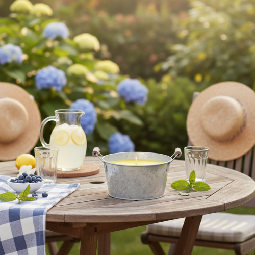 Article Bougie d'extérieur à la citronnelle en pot : éclairage d'ambiance et répulsif contre les insectes, 15 cm