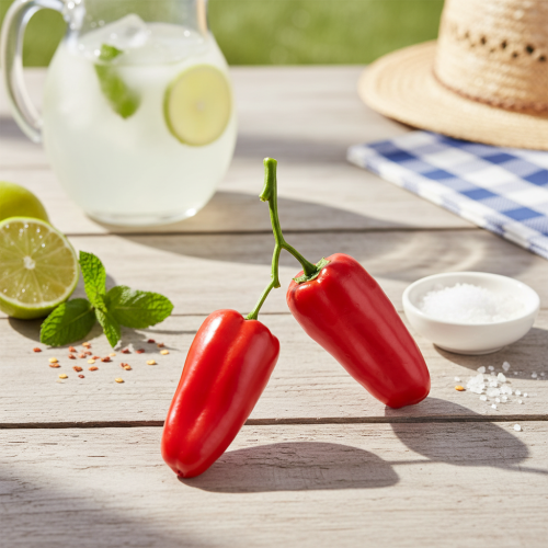 Article Poivrons rouges artificiels sur branche décoration végétale L8cm