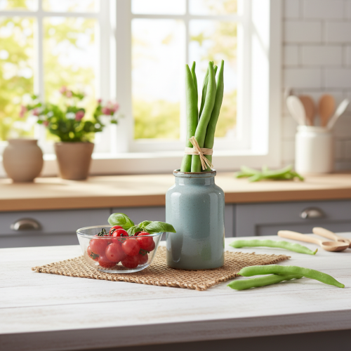 Article Haricots décoratifs, légumes artificiels, verts, aspect réaliste, 17 cm, lot de 6