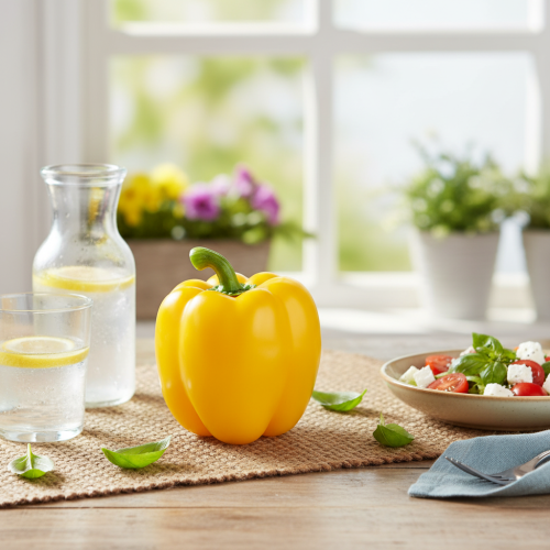 Article Décoration factice alimentaire légumes poivre jaune H10cm