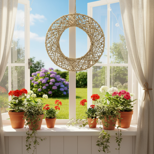 Article Anneaux décoratifs en jute, style naturel, décoration suspendue, style bohème, Ø 38 cm, lot de 2, anneaux métalliques, décoration murale, décoration de fenêtre