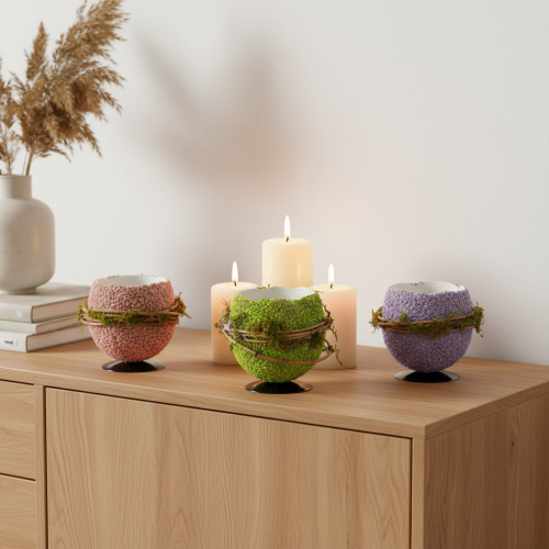 Article Bol décoratif en forme d'œuf de Pâques, idéal pour la décoration de table printanière ou pascale, 9 cm, lot de 4.