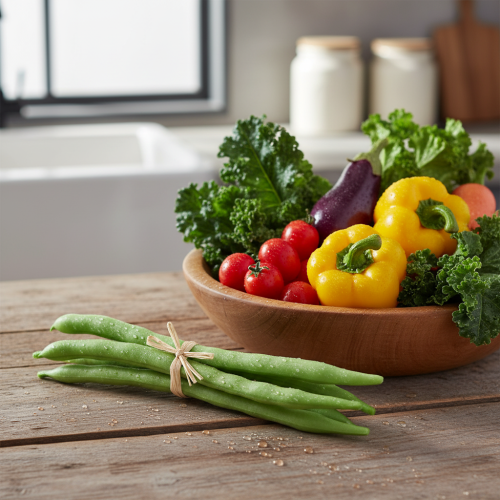 Article Haricots décoratifs, légumes artificiels, verts, aspect réaliste, 17 cm, lot de 6