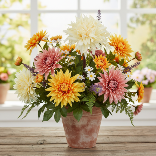 Article Dahlia artificiel crème 25.5cm 3pcs