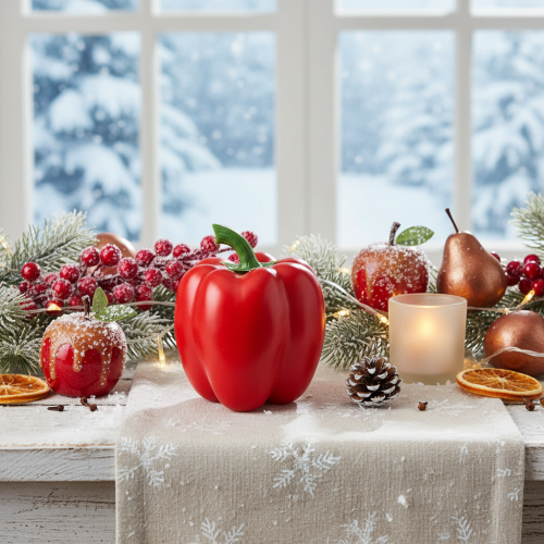 Article Sucette alimentaire décorative poivron rouge H10cm