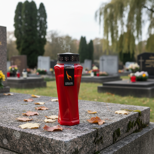 Article Lampe funéraire Plastique tourné Rouge Ø11cm H25cm