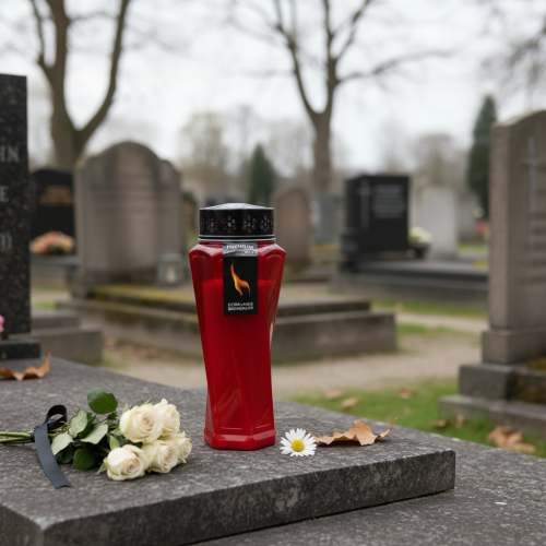 Article Lampe funéraire Plastique tourné Rouge Ø11cm H25cm