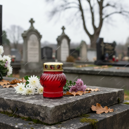 Article Lampe funéraire boule en verre Ø7,5cm H10cm 9 pcs