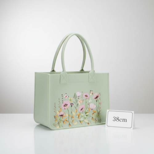 Article Sac en feutre à motif floral, idéal pour la décoration avec des fleurs artificielles et les idées cadeaux, 38 cm