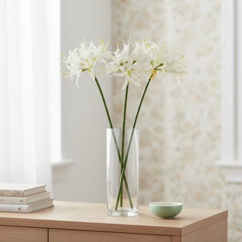 Article Nerine Guernsey Lily Fleur Artificielle Blanc Jaune Ø15cm L65cm