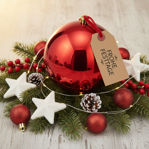 Article Grande boule de Noël rouge en plastique, Ø25cm