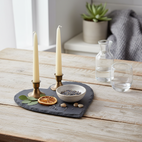 Article Décoration en ardoise en forme de cœur pour une décoration de table élégante et des idées créatives