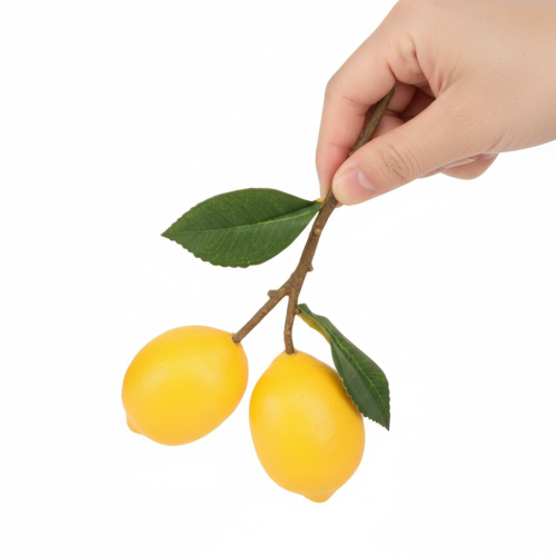Article Branche de citronnier décorative de 16 cm, fruits artificiels (3 pièces)
