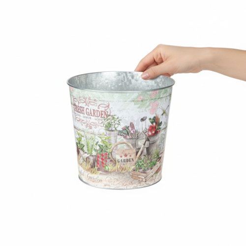 Article Petits pots de fleurs en métal coloré, Fresh Garden, 16 cm de haut, lot de 2