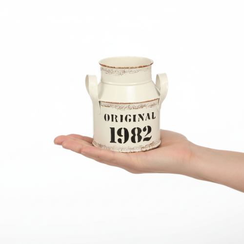 Article Pichet décoratif en métal « Original 1982 » Crème Rouille H16cm 2 pièces