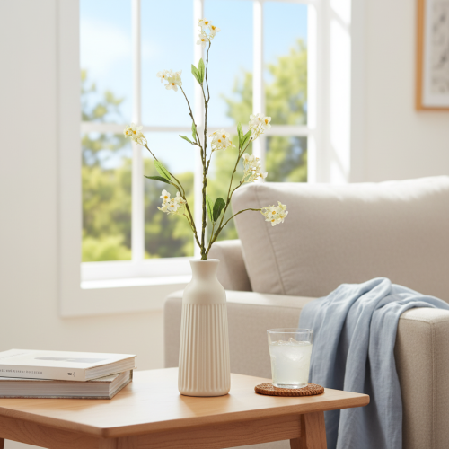 Article Branche de pommier en fleurs, branche de fleur artificielle, blanche, 65 cm, 1 pièce