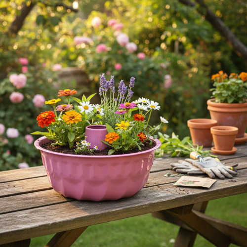 Article Bol décoratif en métal, moule à pâtisserie, moule à gâteau Bundt, rose, Ø 23 cm, H 12 cm