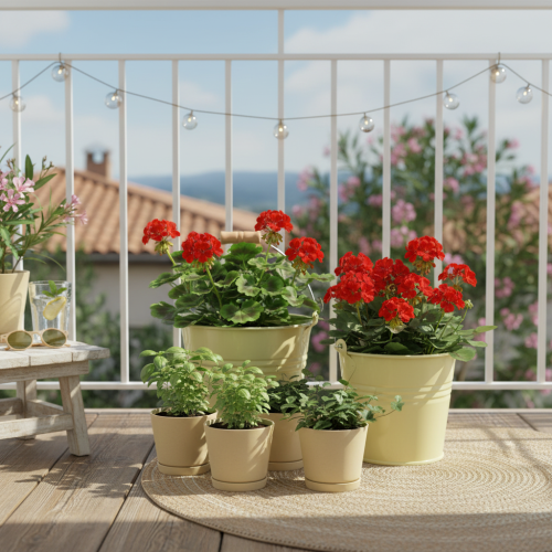 Article Pot de fleurs en métal avec anse, vert/jaune, 20 x 17,5 x 16 cm, lot de 2