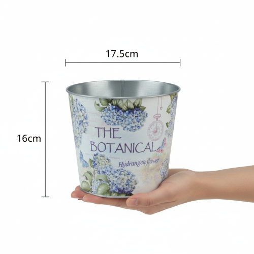 Article Petit pot de fleurs/jardinière en métal pour hortensia, Ø 17,5 cm H 16 cm