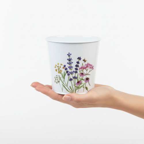 Article Pot de fleurs, cache-pot en métal, jardinière Ø15cm H14cm