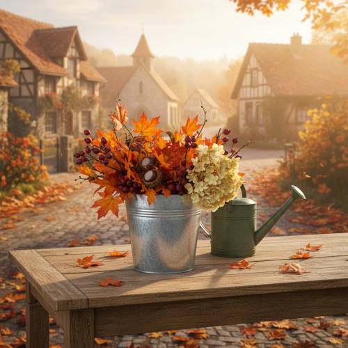 Article Pot de fleurs en métal avec poignées, seau décoratif, Ø 21 cm H 19,5 cm