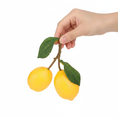 Article Branche de citronnier décorative de 16 cm, fruits artificiels (3 pièces)