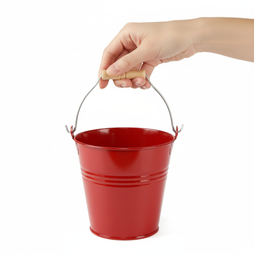 Article Seau/jardinière décoratif en métal rouge, Ø 22 cm, H 21,5 cm, 6 L