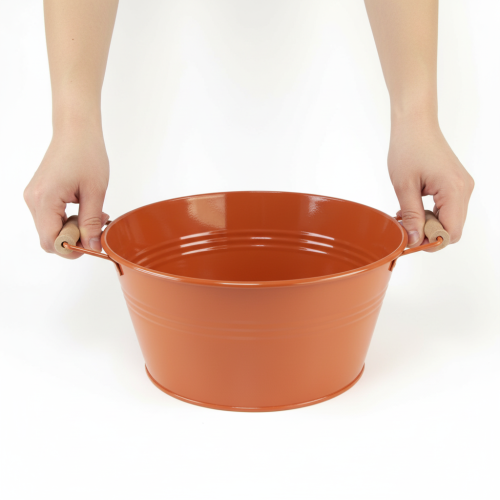 Article Bol décoratif avec anses, en métal, brun orangé, Ø 29 cm, H 14,5 cm