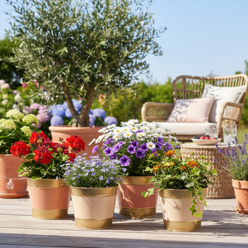 Article Pot de fleurs en métal, Ø 17 cm, H 14,5 cm, lot de 4