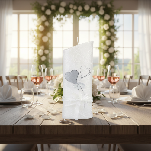 Article Bougie de mariage, bougie de mariage argentée, bougie blanche 220/85 mm