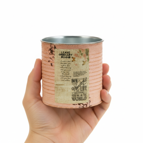 Article Pot de fleurs décoratif en métal saumon, décoration estivale Ø11cm H10.5cm