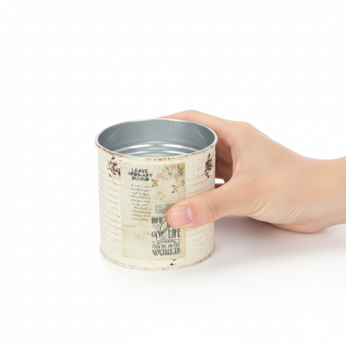 Article Pot de fleurs en métal crème style shabby chic Ø11cm H10.5cm